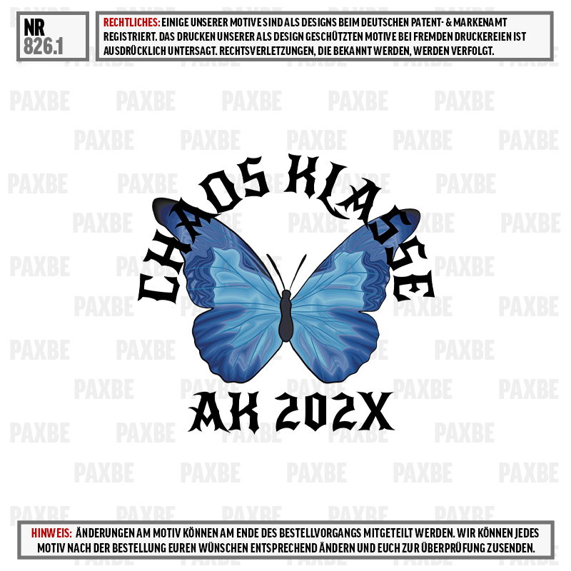 Blauer Schmetterling, Grafikdesign, Textdekor, Motivdesign, AH 202X