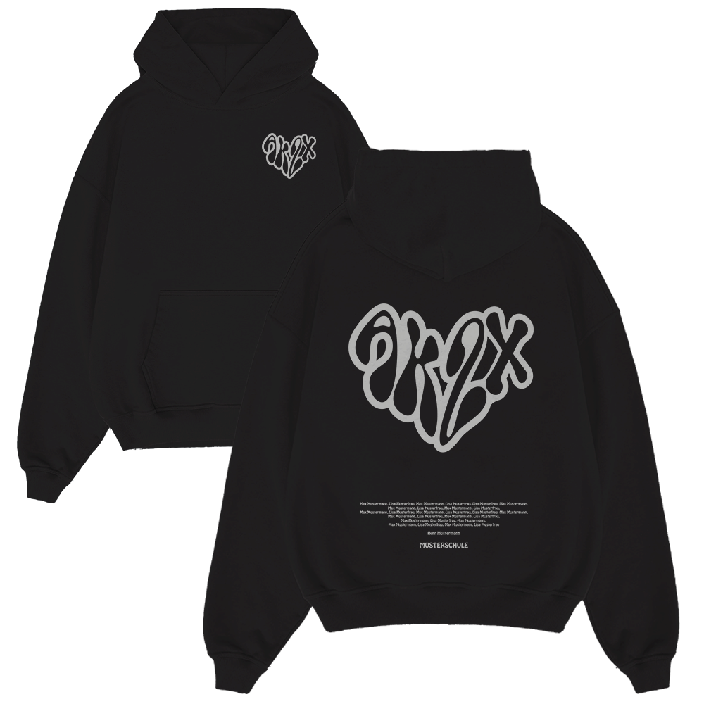 Hoodie, Sweatshirt, Schwarz, Grafik, Kangurentasche, Hoodie, Schwarz, Grafik, Pullover, Herz-Design, Hoodie, Schwarz, Graffiti-Design, Große Druckgrafik, Känguru-Logo