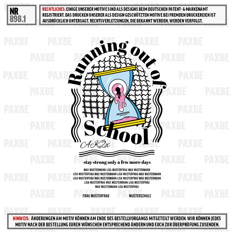 RUNNING OUT OF SCHOOL 898.1 Werbung, Plakat