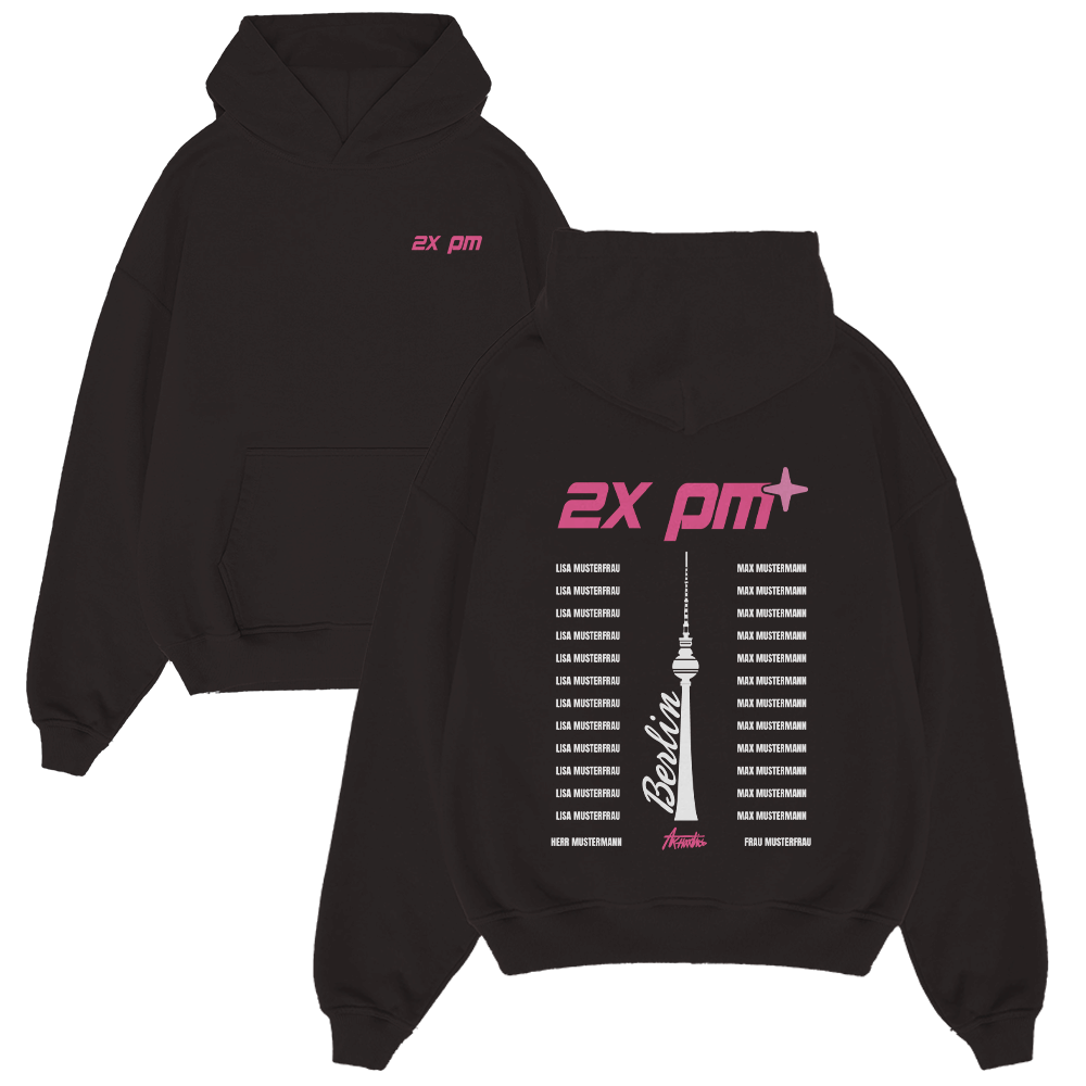 Hoodie, Schwarz Hoodie, Roter Text?, Grafik Rückseite, Kängurutasche, Hoodie, Schwarzer Hoodie, Rosa Logo, Großes Rückendesign, Grafikshirt Hoodie