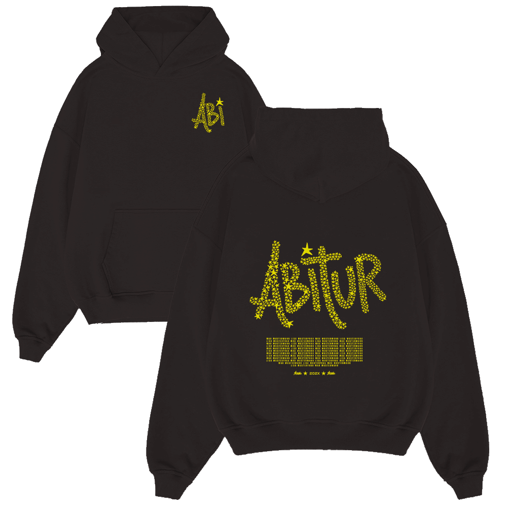 Hoodie, Schwarzer Hoodie, Gelber Druck, Vordertasche, Casualwear, hoodie, schwarz, gelber druck, sternmuster, vordertasche