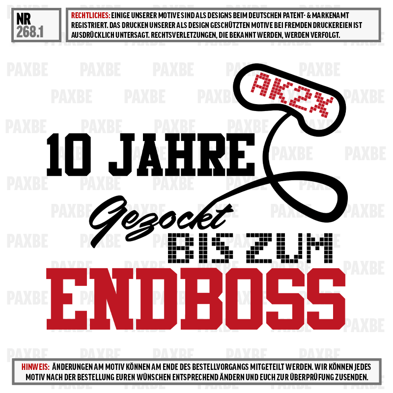 T-Shirt Design, 10 Jahre, Endboss, EDBOSS, 10 Jahre, T-Shirt, 10 Jahre, Endboss, Gedruckt, Logo