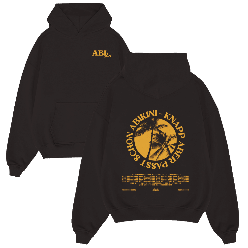 Hoodie, Schwarz, Palmengruppe, Kreis-Design, Kapitänsslogan