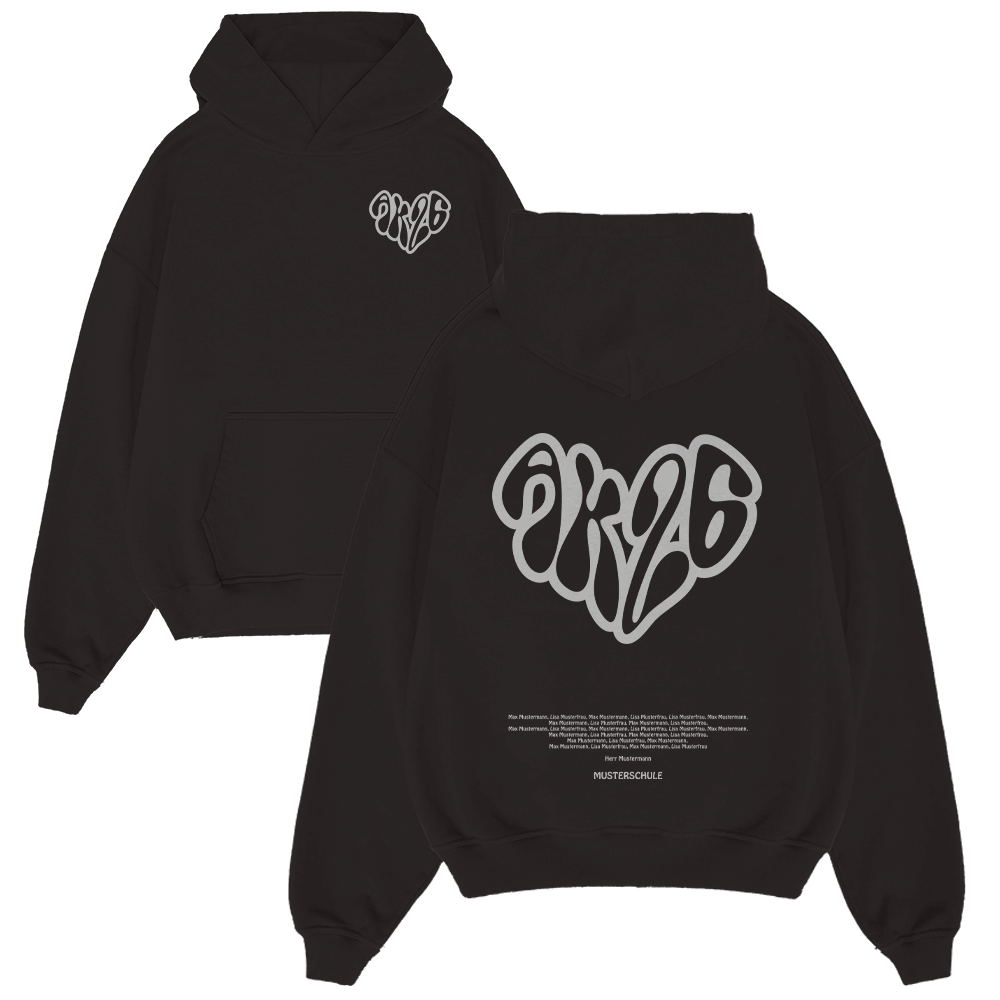 hoodie, schwarz, grafik, herz-logo, brusttasche, Hoodie, Pullover, Schwarz, Herz-Logo, Kangaroo-Tasche