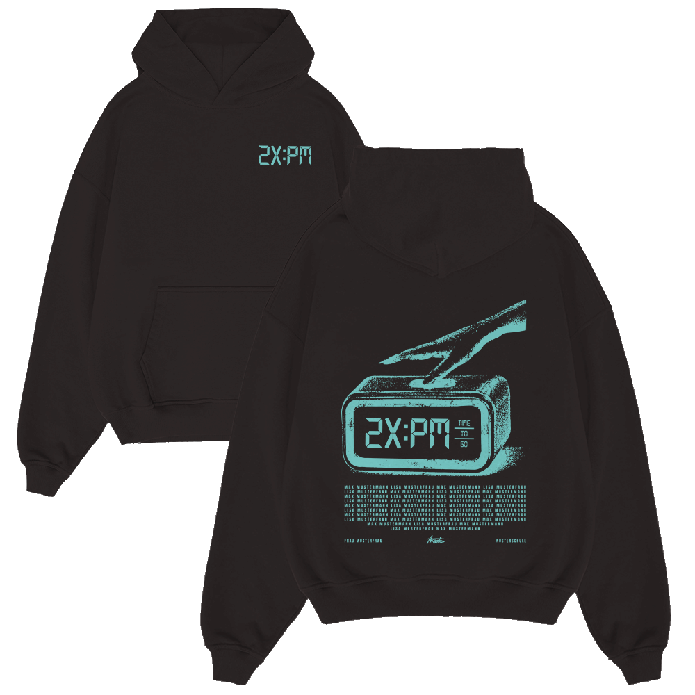 Hoodie, Pullover, Rückendruck, Türkis, Grafik