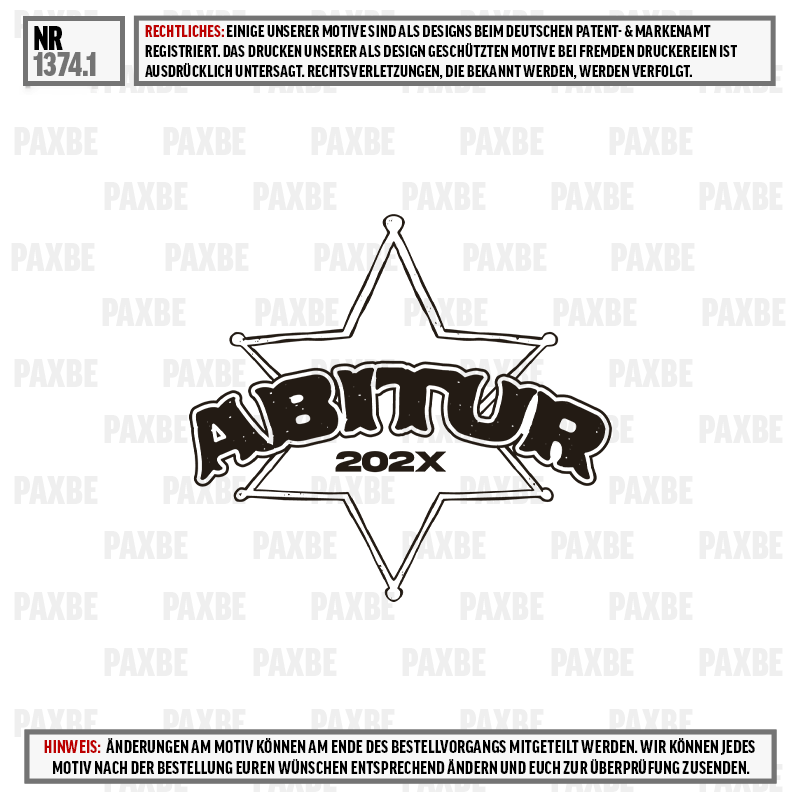 Stern, Abzeichen, Abitur, 202X, Logo, Abitur, Sternenlogo, Freiheit, 202X, Außen-Aufnäher