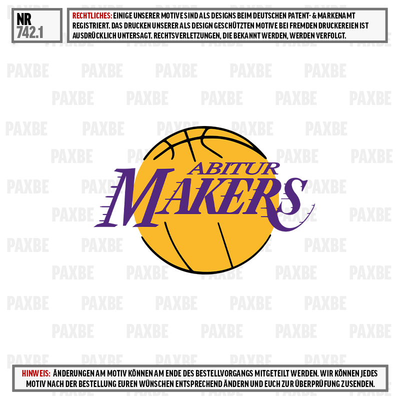 Basketball, Logo, Kreis, Lila Text, Gelber Hintergrund, Basketball, Logo, Lila Text, Goldener Kreis, ABITUR MAKERS