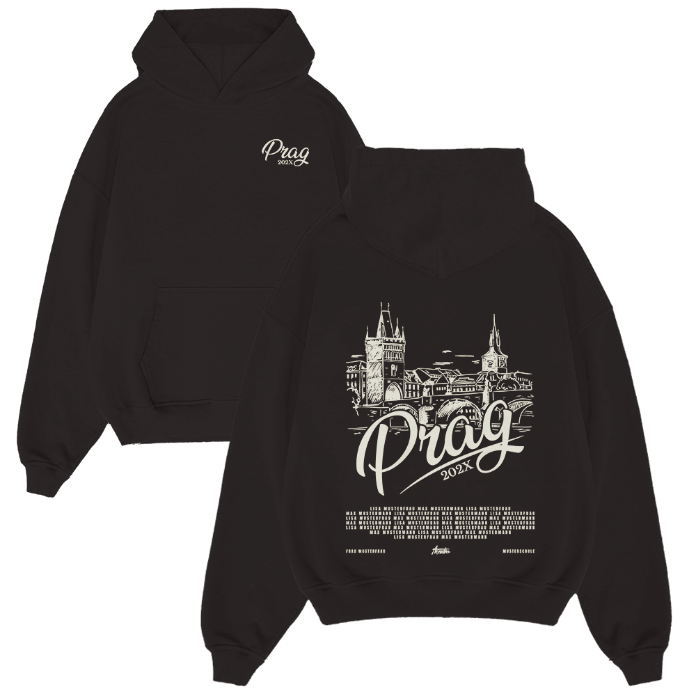 Hoodie, Schwarz, Kapitellesign, Stadtansicht, Print, Hoodie, Pullover, Schwarz, Stadtansicht, Prag 2021