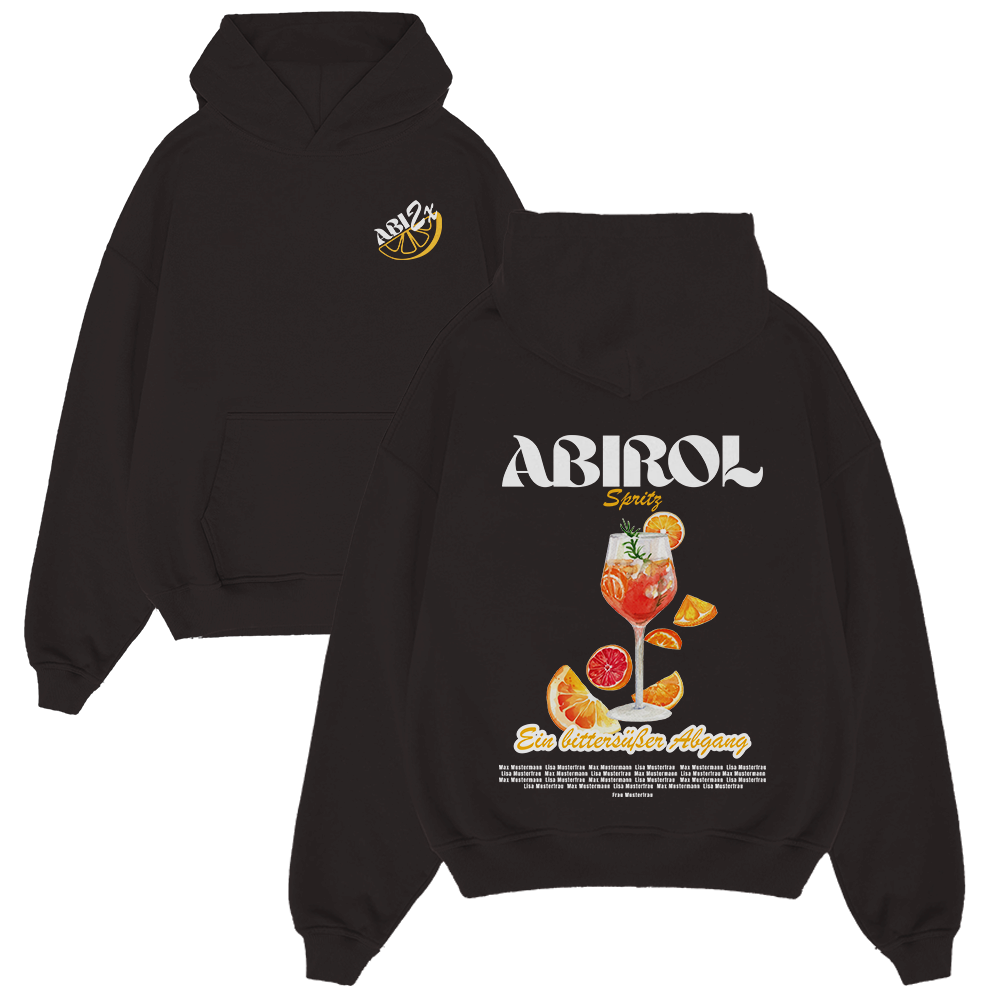 Hoodie, Getränk, Orangensaft, Spritz, Absolut?, Hoodie, Schwarz, Grafik, Getränk, Orange-Garnitur