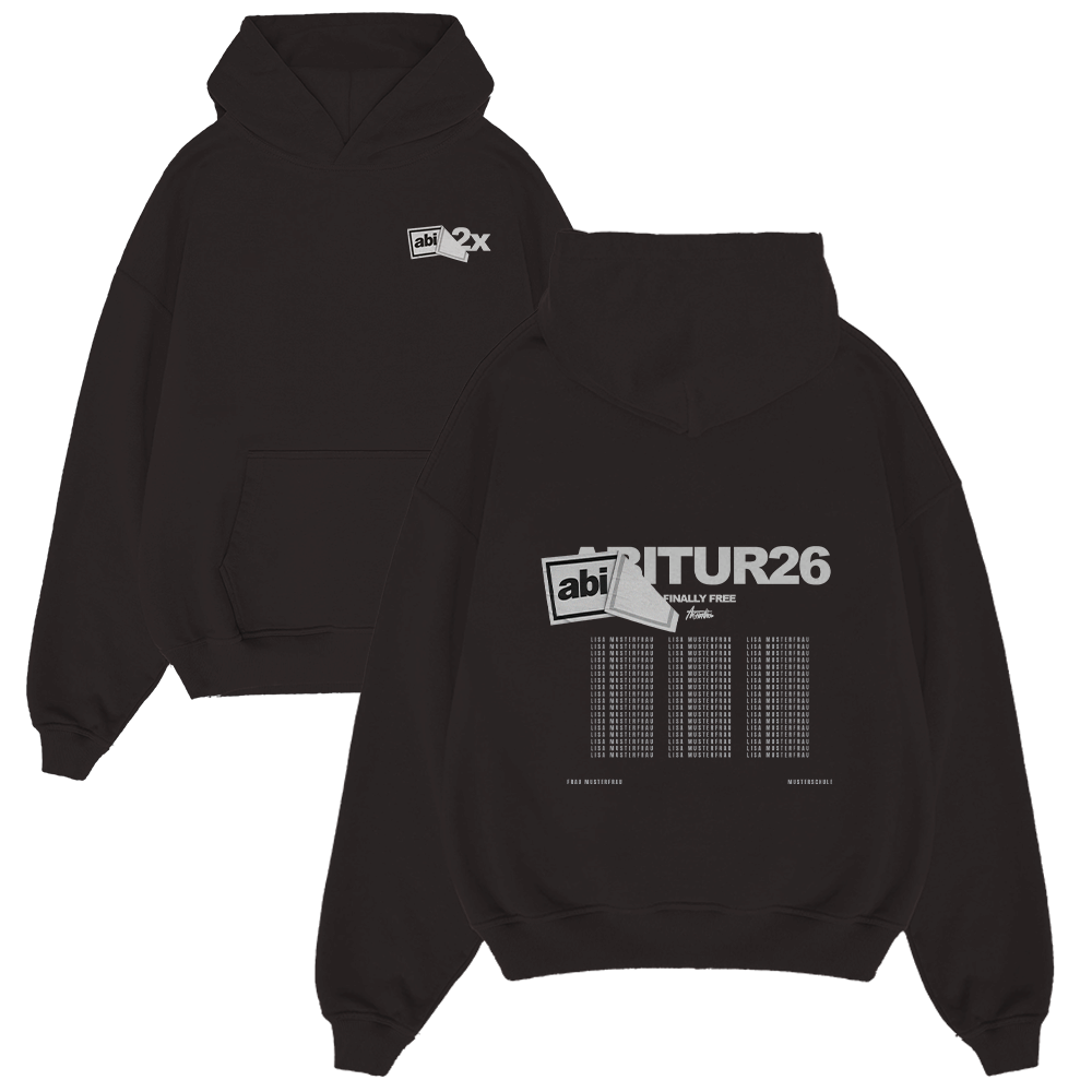 Hoodie, Schwarz, Kapuze, Frontlogo, Rückenprint