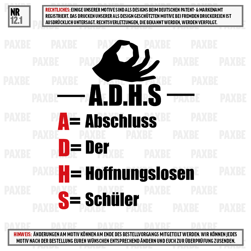 ADHS ABSCHLUSS DER HOFFNUNGSLOSEN SCHÜLER 12.1