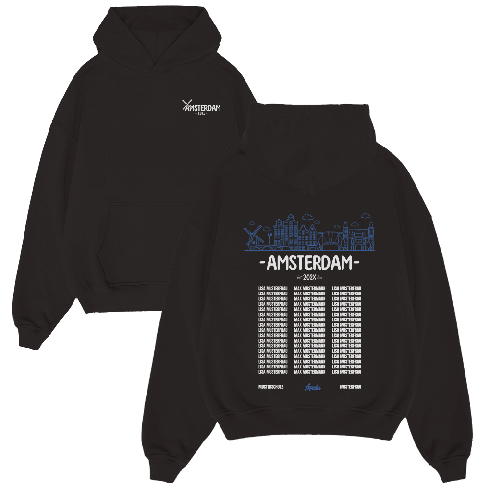 Hoodie, Amsterdam, Stadt-Print, Unisex, Schwarz, Hoodie, Amsterdam, Stadtpanorama, Sweatshirt, Unisex