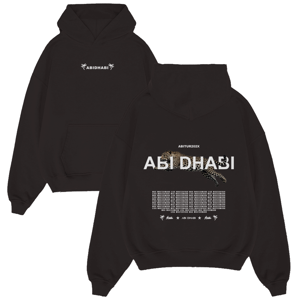 hoodie, schwarz, grafik, abudhabi, trolley, Hoodie, Schwarzer Hoodie, Vorne Taschen, Abu Dhabi Grafik, Leoparden-Druck