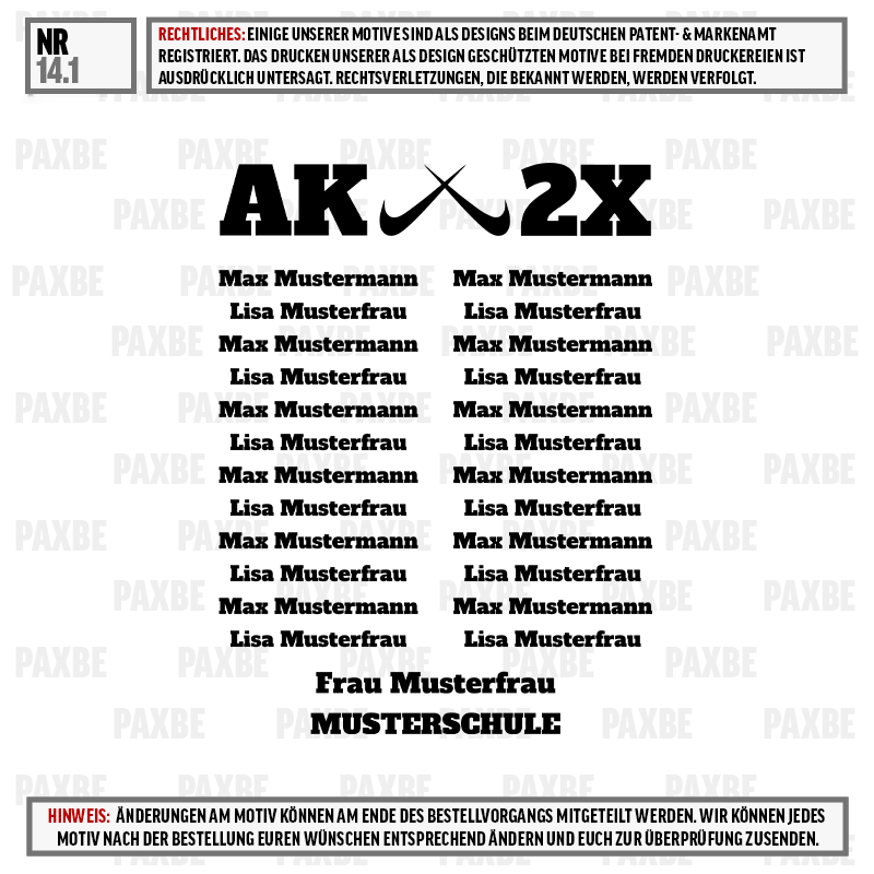 t-shirt, etikett, druck, text, muster, paxbe, AK 2X, MUSTERSCHULE, Frau Musterfrau, Musterschule