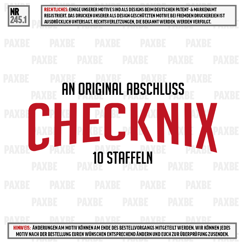 AN ORIGINAL ABSCHLUSS CHECKNIX 245.1 AN ORIGINAL ABSCHLUSS CHECKNIX 245.1