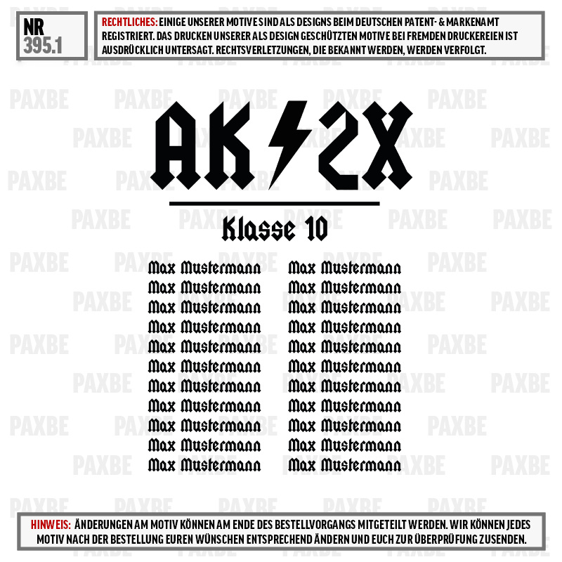 T-Shirt, Klassische Schrift, Max Mustermann Motiv, Klasse 10, Motivtext, klassenstufe, schriftzug, max mustermann, paxbe styling, grafik design