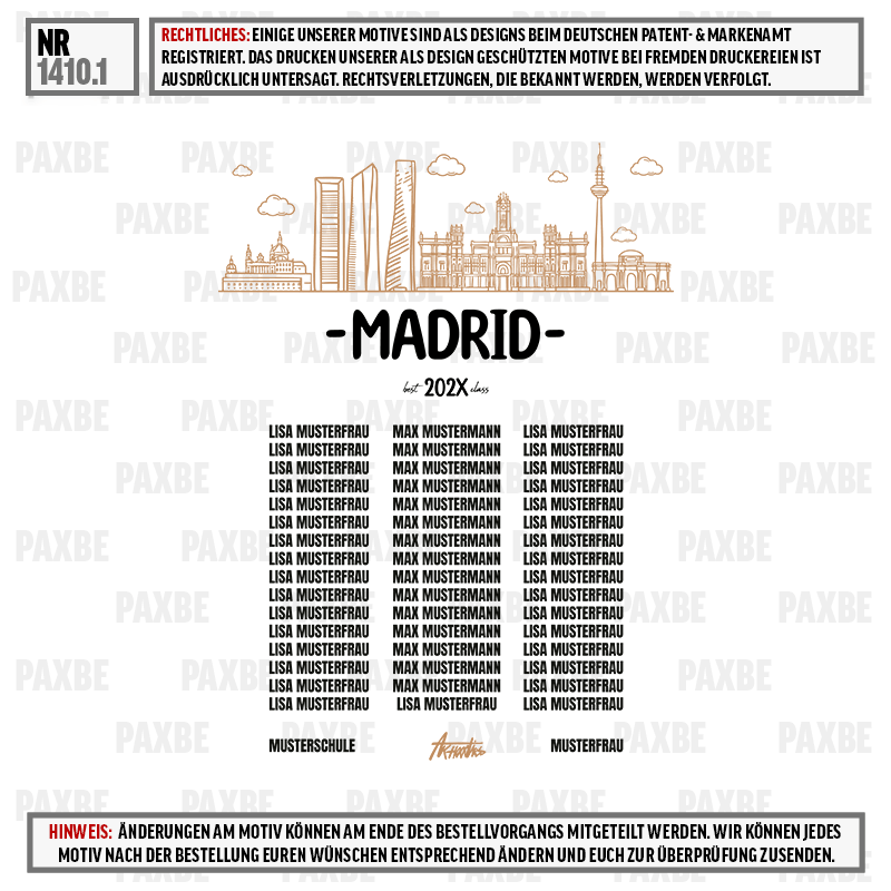 Madrid, Stadtansicht, Illustration, Klasse 202X, Notizbuchbezeichnung, tshirt, Madrid, Stadtansicht, Hauptstadt, Stadtmotiv