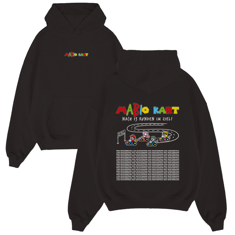 hoodie, schwarz, grafik, kart, druck, Hoodie, Schwarzer Hoodie, Grafik Hoodie, Kart-Rennsport, Mario Kart inspiriert