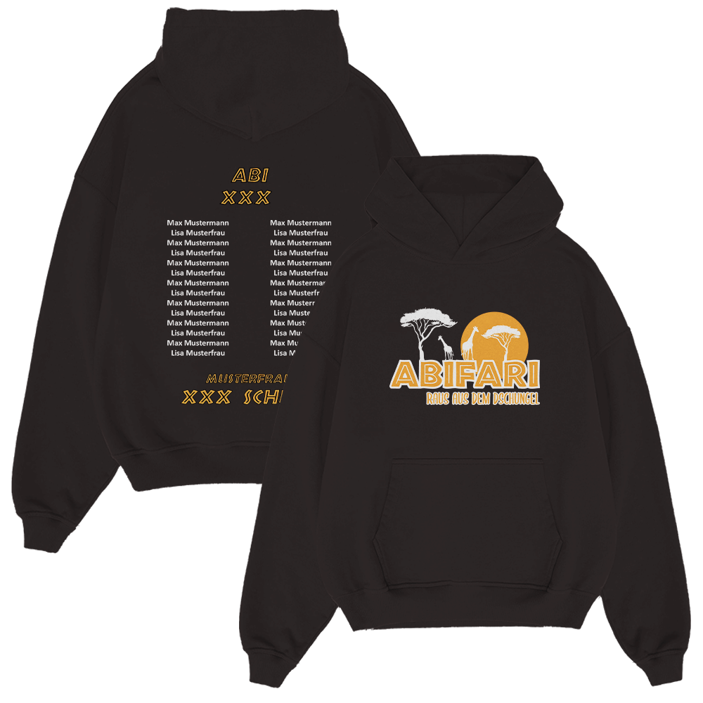 hoodie, schwarz, grafik, orange, safari, Hoodie, Schwarz, Abefari, Logo, Kängurutasche