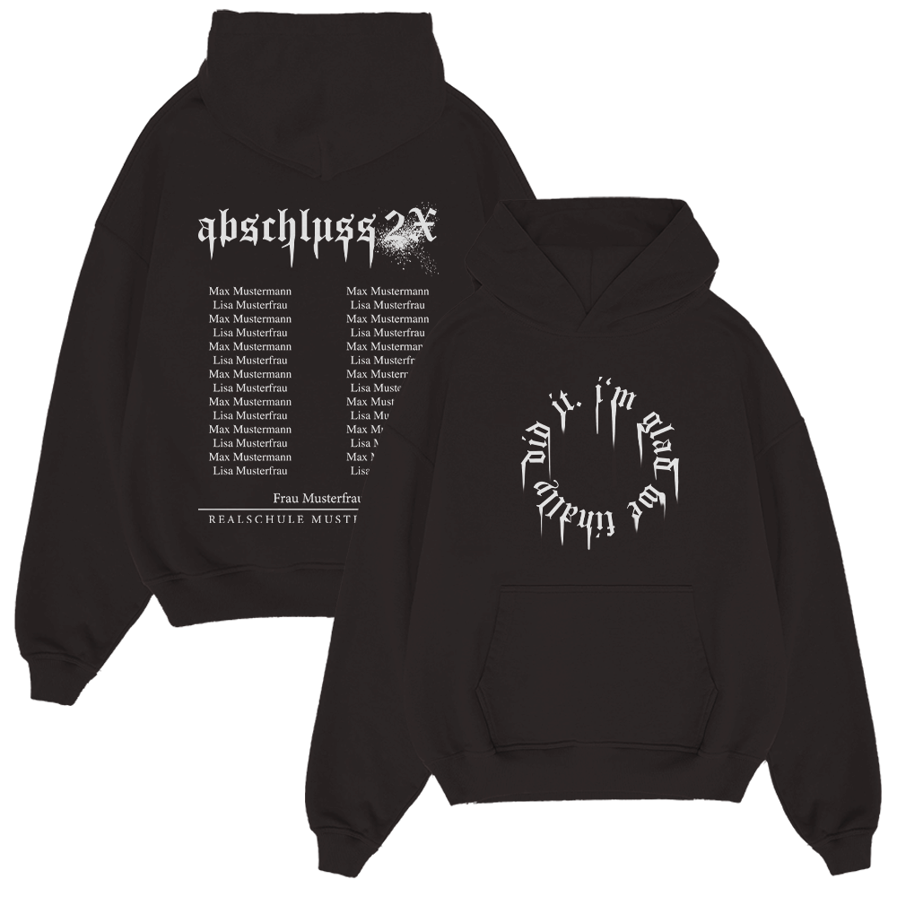 Hoodie, Schwarz, Kapuzenpullover, Print, Ring-Design, haube, hoodie, schwarz, lange Ärmel, grafik text