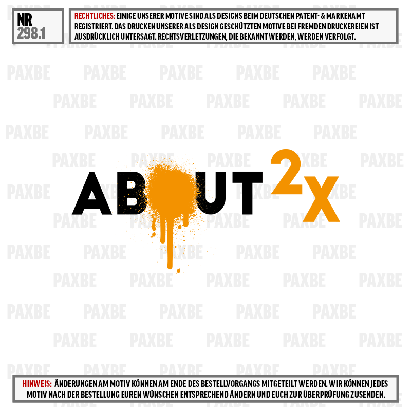 Textgrafik, oranger Spritzer, Logo, 2x, abstrakte Kunst, T-Shirt, Graffiti, Farbklecks, Orange, 2x