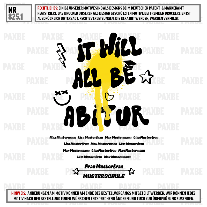 poster, design, musterfrau, abitur, schule, Grafik, Illustration, Text, gelbe Spritzer, witziges Zitat