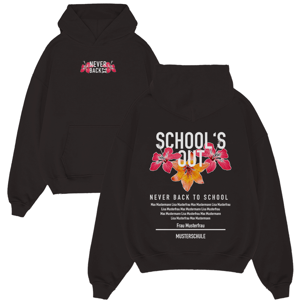 Hoodie, Schul-Shirt, Floral Print, Schwarz, Front-Print, hoodie, schwarz, blumen, grafik, schule aus