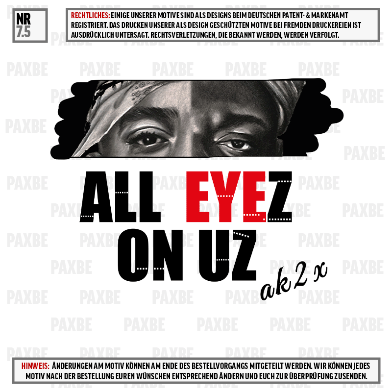 ALL EYEZ ON UZ LINES 7.5 Werbung, Plakat, Person, Gesicht, Kopf