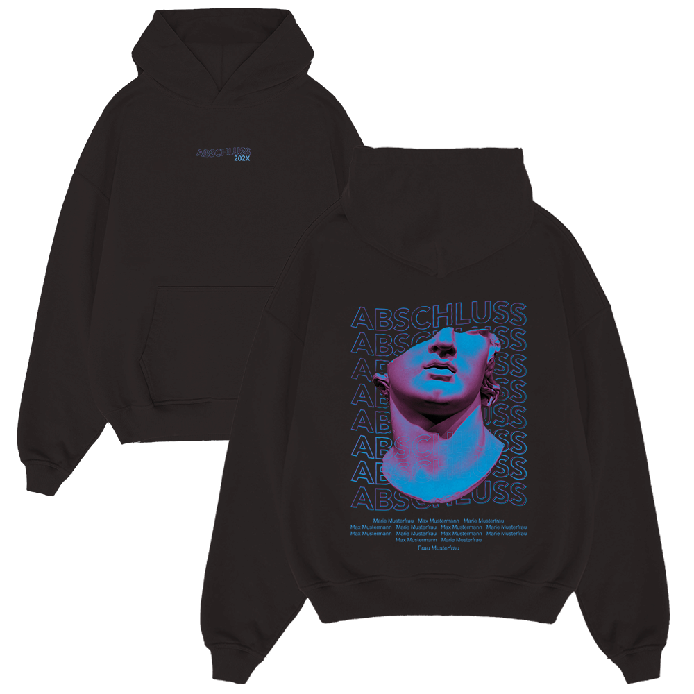 Hoodie, Schwarz, Print, Kuschelig, Kapuze,  Hoodie, Schwarzer Hoodie, Grafikdruck, Blaues Portrait, Unisex Hoodie