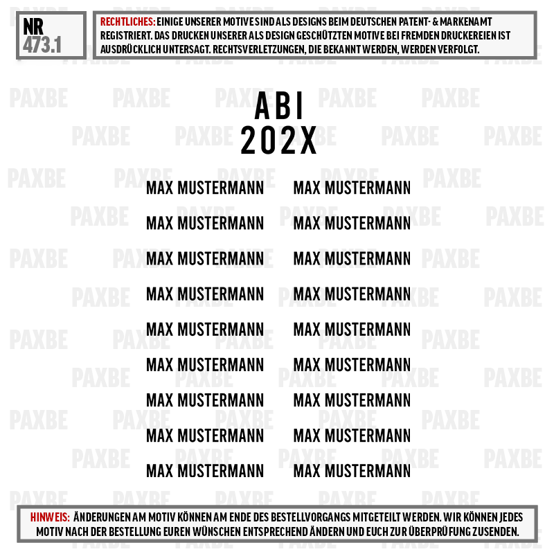 poster, label sheet, person name placeholder, template, mockup, t Shirt, Textdesign, Mustername, Max Mustermann, ABI 20XX