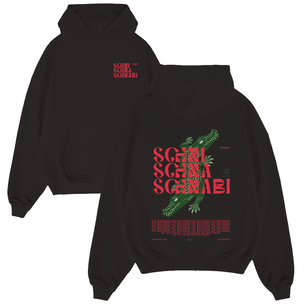 hoodie, schwarz, grafik, allover, krokodil, Hoodie, Schwarzer Hoodie, Grafik-Hoodie, Krokodil-Design, Roter Text