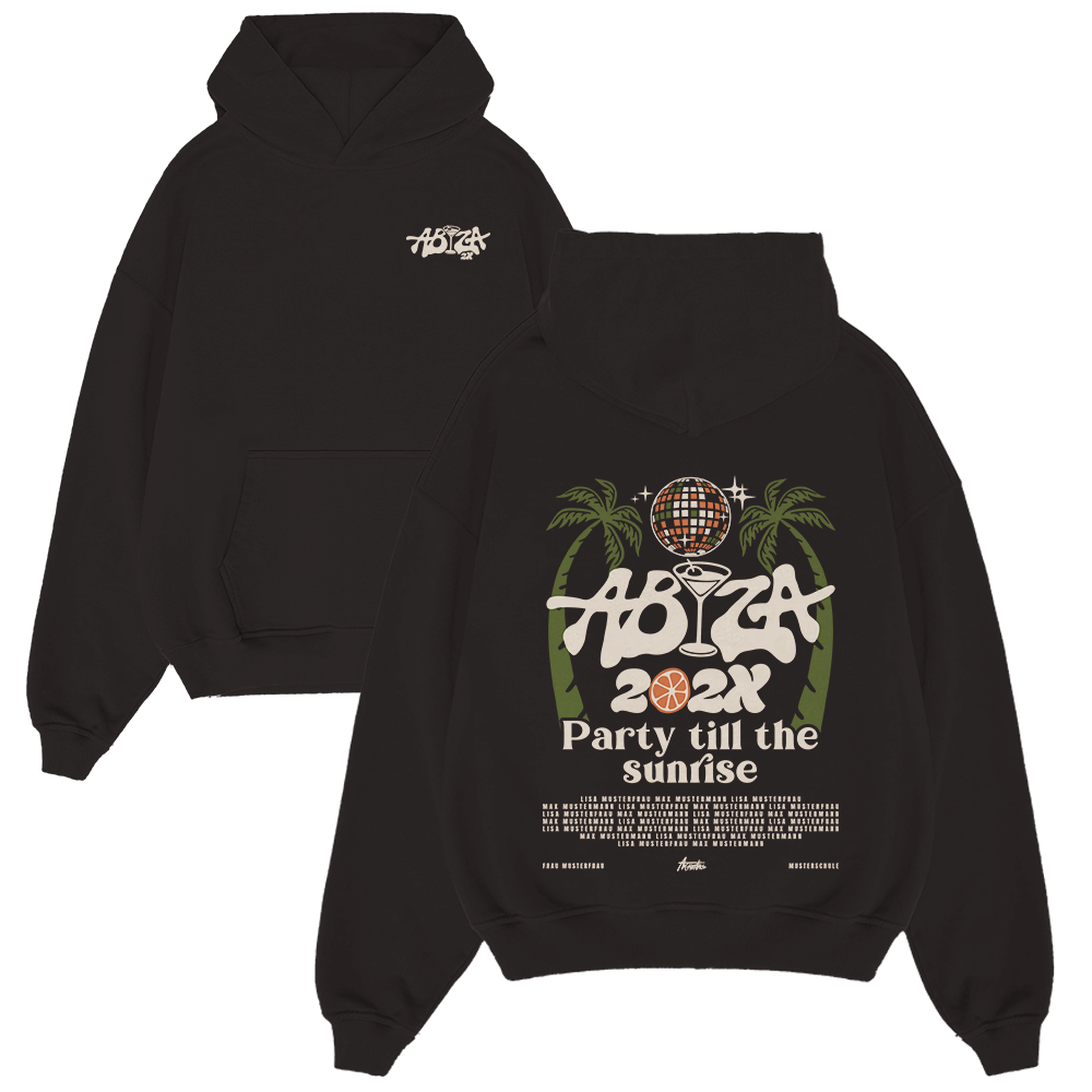 Hoodie, Schwarz, Graphic, Disco, Palmen, Hoodie, Pullover, Schwarz, Grafik, Party