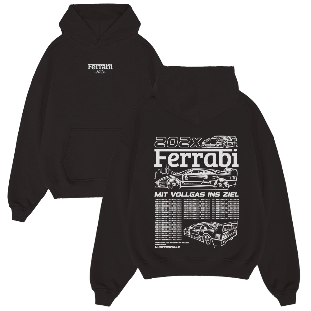 Hoodie, Schwarz, Ferrari-inspiriert, Grafikdruck, Langarm, Hoodie, Schwarz, Print, Auto-Design, 202x
