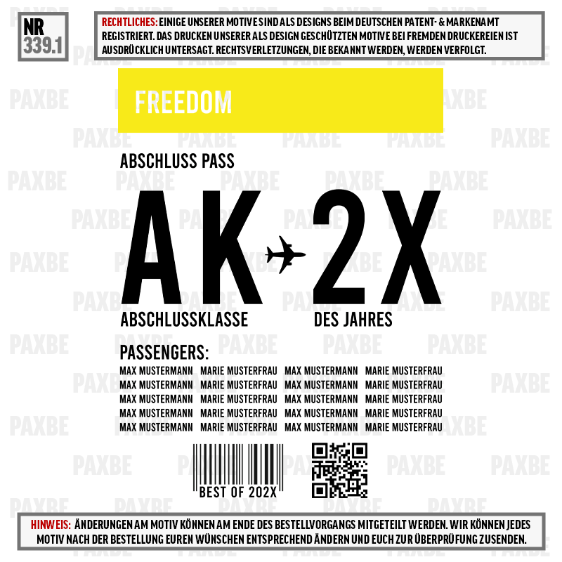 FREEDOM BOARDING PASS 339.1