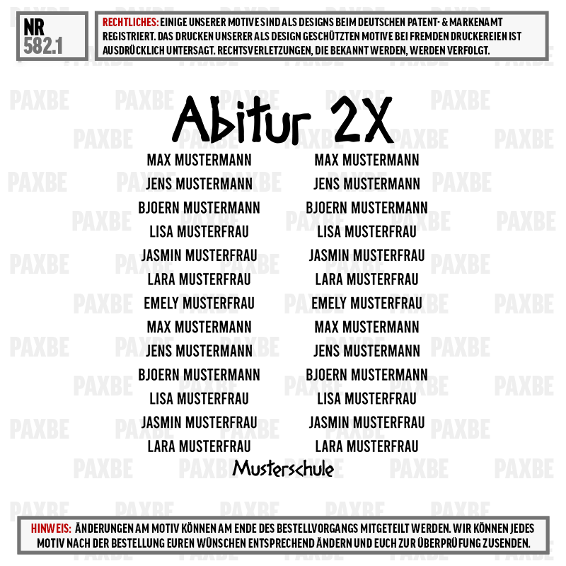 Typ, Plakat, Layout, Text, Druck, Paxbe, Abitur 2X, Motiv Schule, Musterfamilie, Mustername
