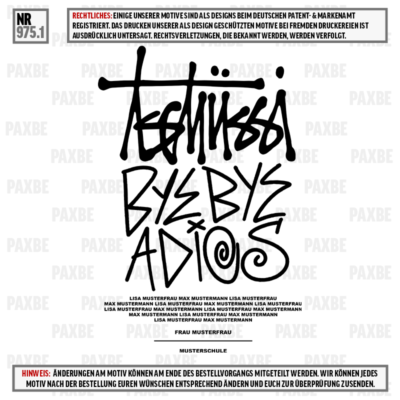 TSCHÜSSI BYE BYE ADIOS 975.1 TSCHÜSSI BYE BYE ADIOS 975.1