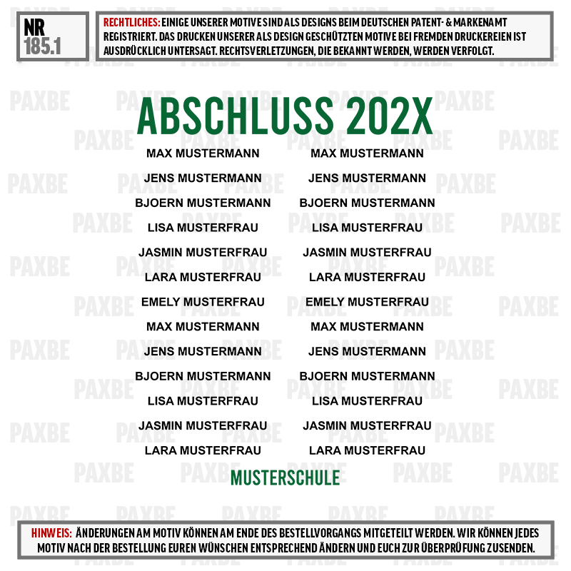 abschluss, jahrgang, musterfrau, mustername, schule, Musterseite, Abschluss 202x, Mustermann, MUSTERSCHULE, Portraitseite