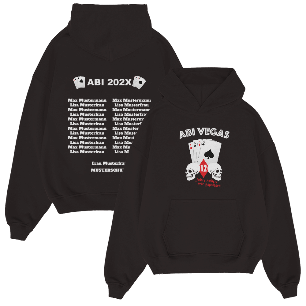 Hoodie, Schwarzer Hoodie, Pokerkarten, Schädeln, Grafische Druck, Hoodie, Schwarzer Hoodie, Spielkarten, Schädel, ABI VEGAS