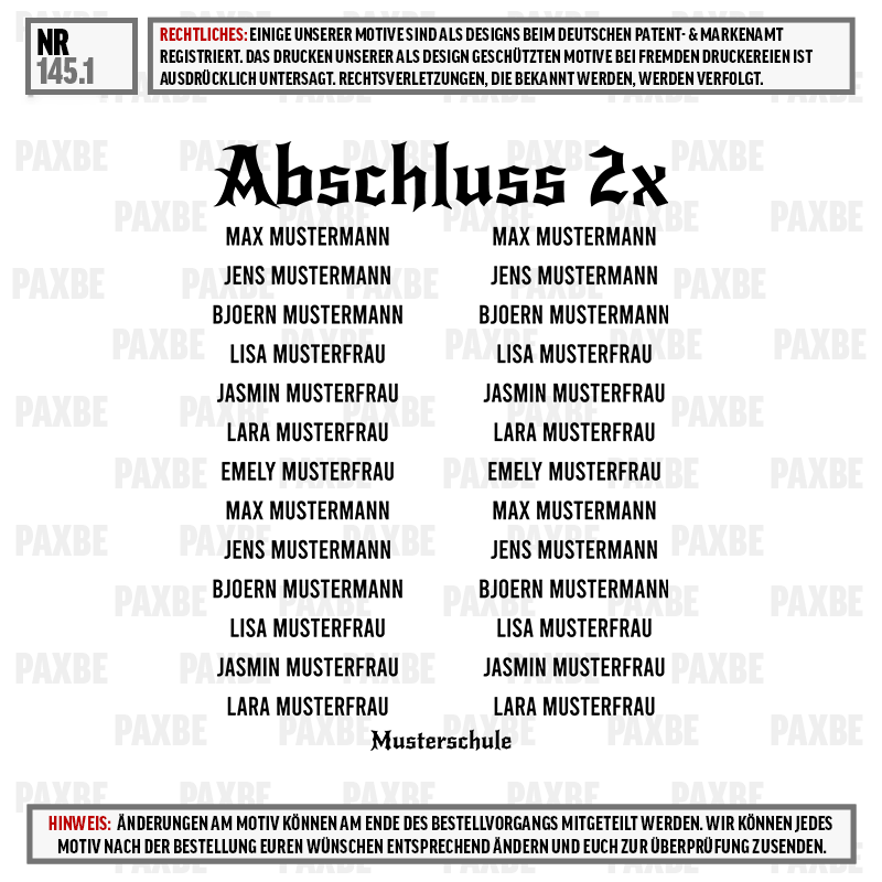 Abschluss, Schulabschluss, Musterfrau, Klasse, Schule, Broschüre, Urkunde, Abschluss 2x, Musterung, Musterfirma
