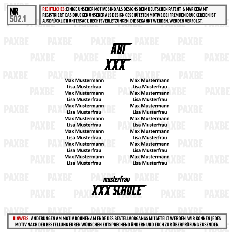 T-Shirt, Label, XXXL, Musterfrau, Max Mustermann, Textpattern, Typografie, XXX Schule, Max Mustermann, Lisa Musterfrau