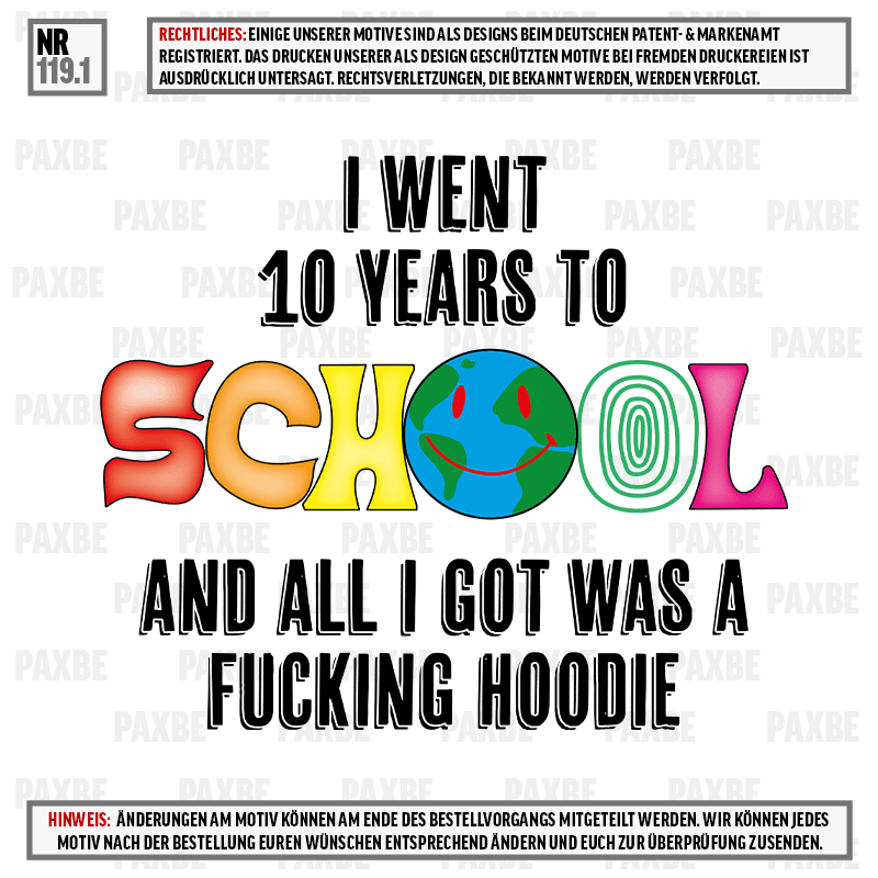 I WENT 10 YEARS TO SCHOOL AND ALL I GOT WAS A FUCKING HOODIE 2 119.1