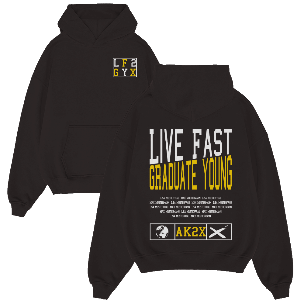 LIVE FAST GRADUATE YOUNG 2 784.1 Strickwaren, Pullover, Sweatshirt, Kapuzenpulli, Kapuze, Strickwaren, Pullover, Sweatshirt, Kapuzenpulli, Kapuze