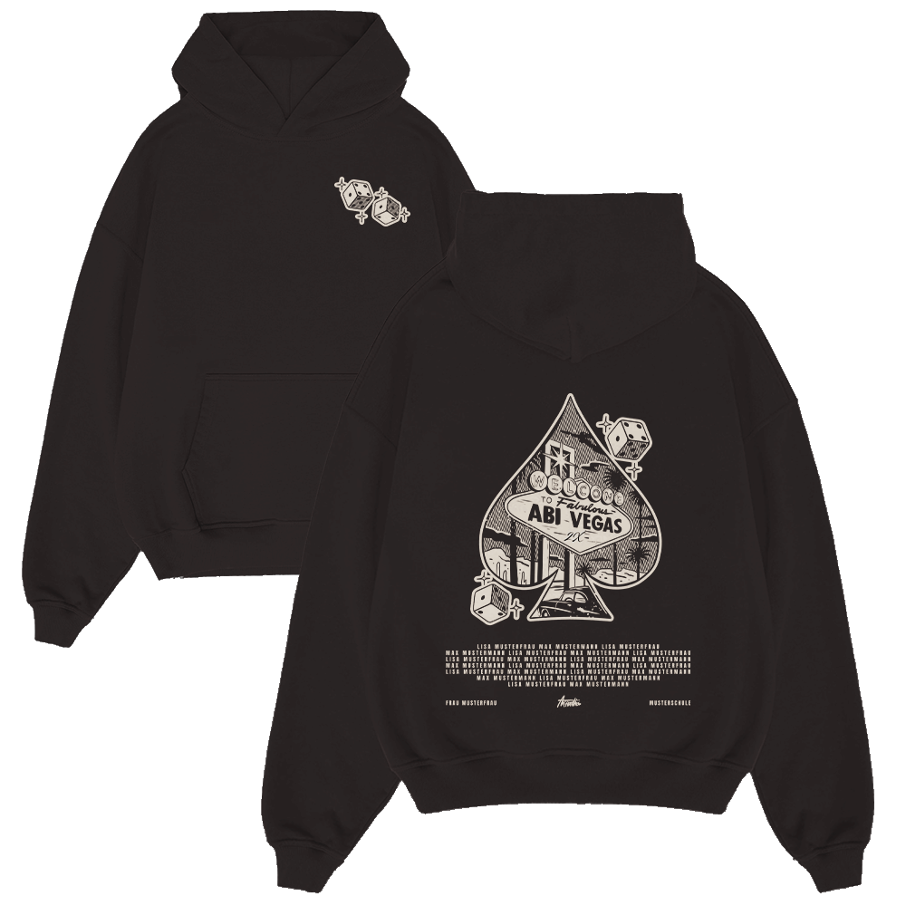 Hoodie, Schwarz, Kapuze, Druck, Spaten-Design, Hoodie, Schwarz, Grafik, Herz-Ass, Vorne Tasche