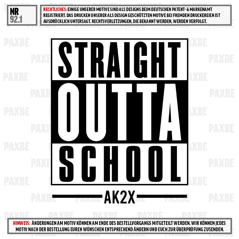 Straßenkleidung, Schule, Logo, Text, AK2X, T-Shirt, Straight Outta, Schule, AK2X, Typografie
