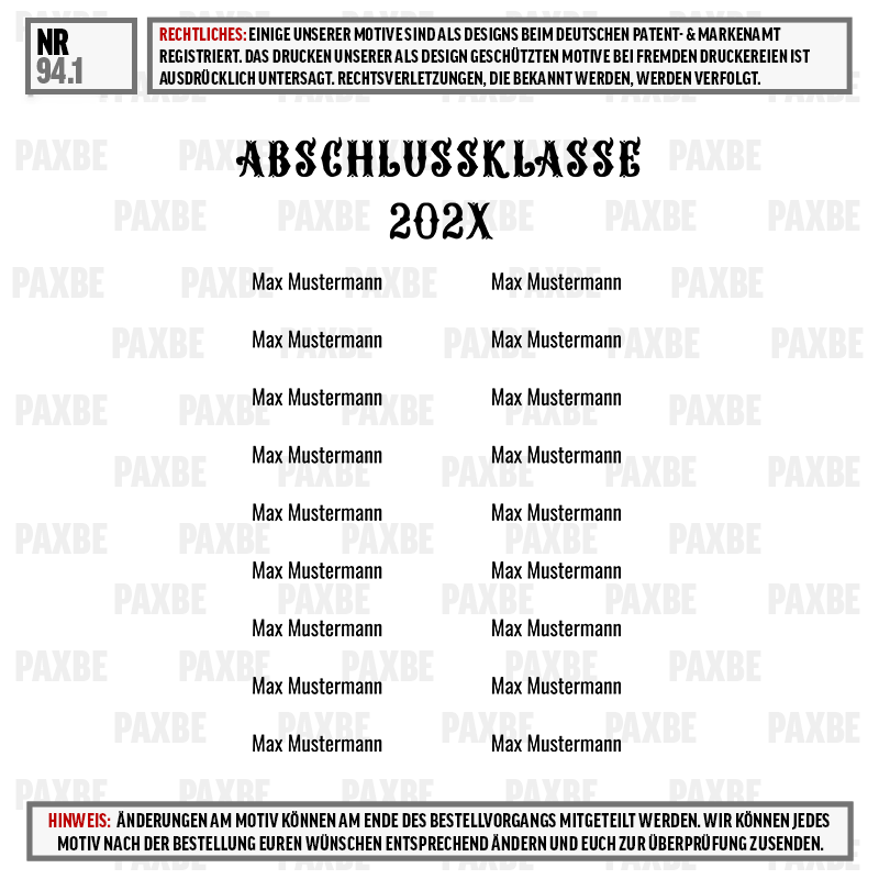 europäischer Abschluss, Abschlusszeugnis, Klasse 202X, Schülername, Muster, Abschlussklasse, Jahrgang 202X, Schriftzug, Namensplatzhalter, Kartenlayout