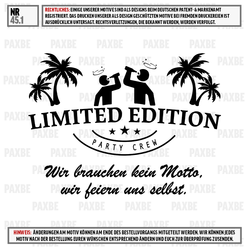 limitiert, Party Crew, Palmen, Silhouetten, Feier, Limitierte Auflage, Party-Crew, Palmen, Fauststoß, Grafikdesign