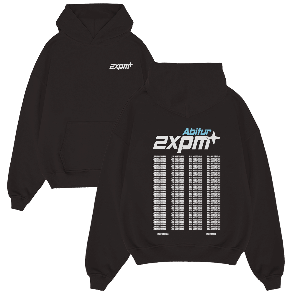 Hoodie, Schwarz, Känguratasche, Grafikdruck, Abitur-Design, Hoodie, Sweatshirt, Schwarz, Print, Vordertasche