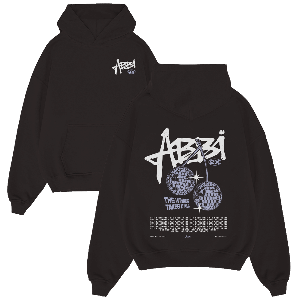 hoodie, schwarz, grafik, disco-ball, druck