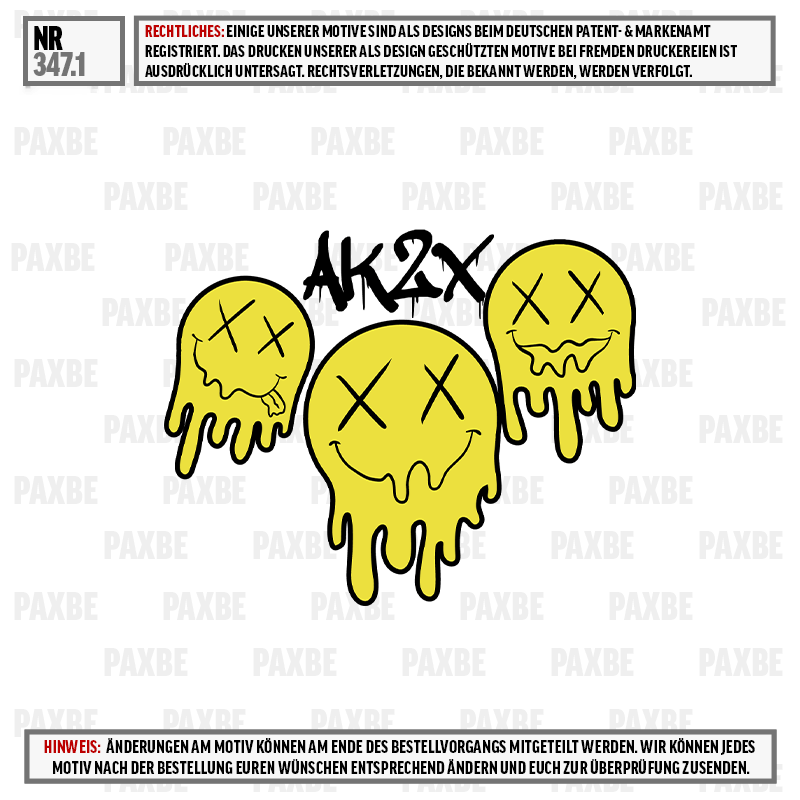 Kunstmotiv, Totenköpfe, Gelb, Dripping, Ghost-Design, gelb, Schädel, tropfend, schmelzend, Graffiti