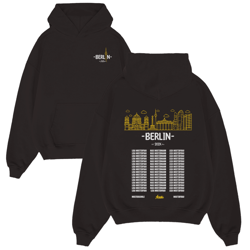 Hoodie, Schwarz, Berlin, Stadtansicht, Grafik, Hoodie, Pullover, Schwarz, BERLIN, Stadtansicht